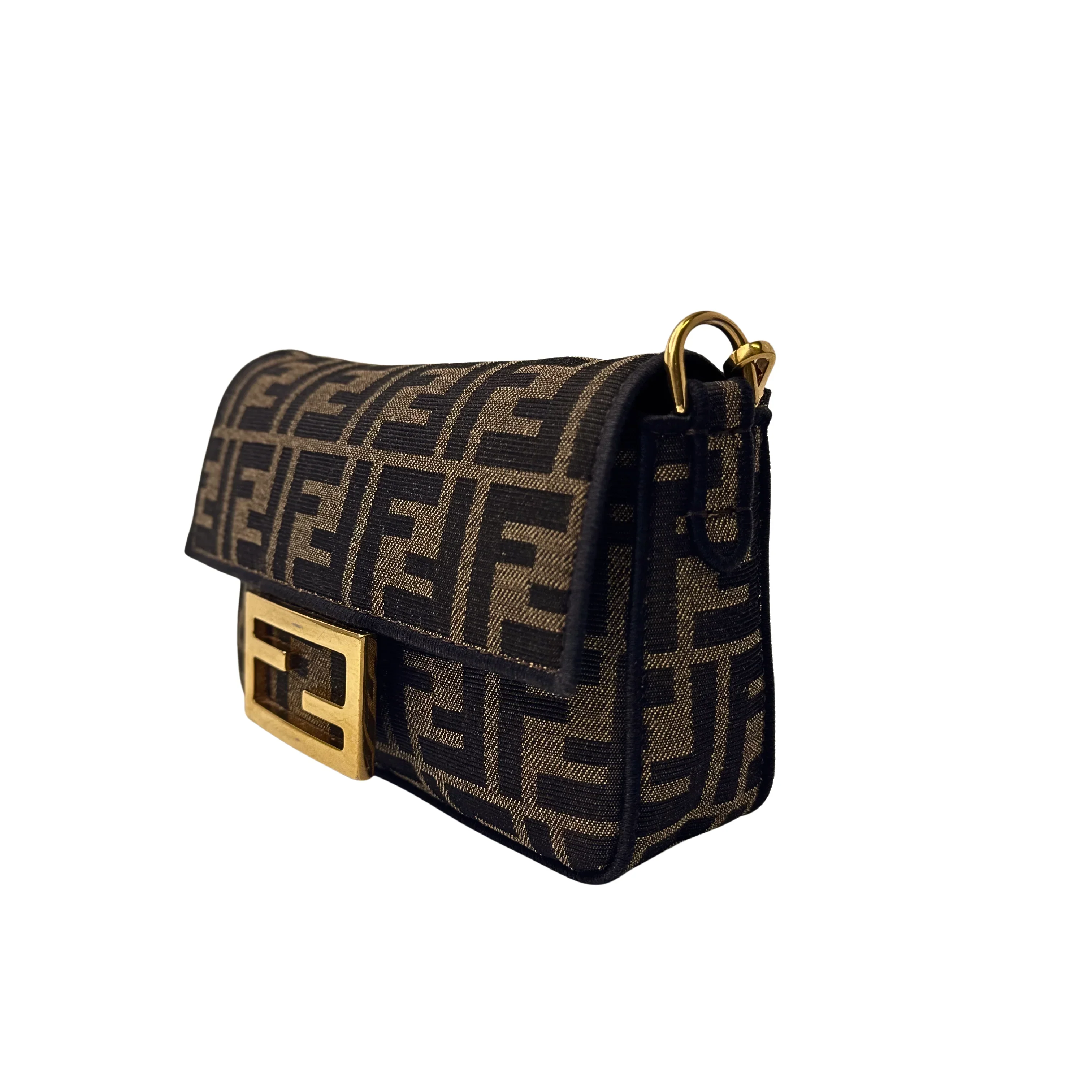 Fendi Jacquard FF Baguette Bag Canvas Brown - Image 3