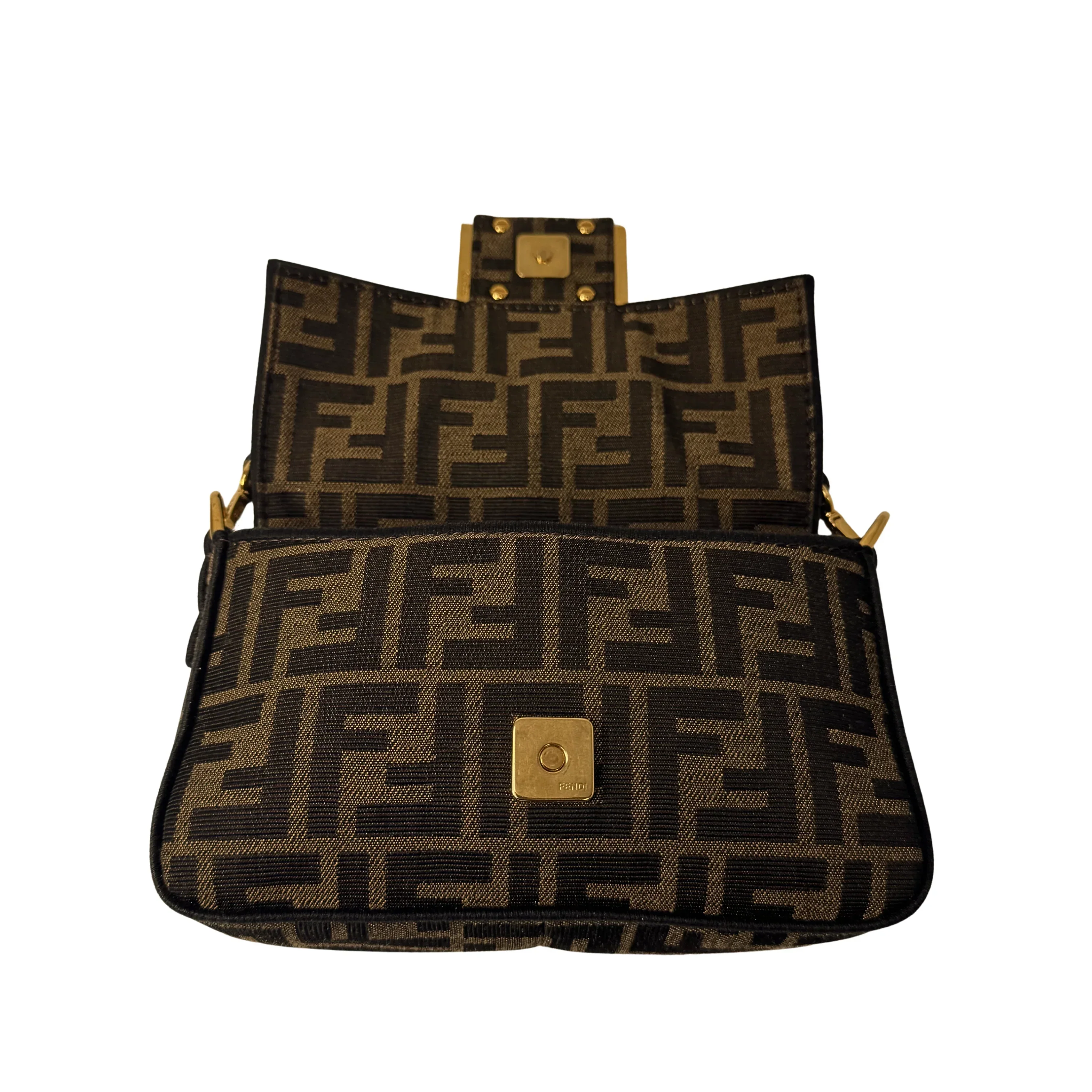 Fendi Jacquard FF Baguette Bag Canvas Brown - Image 5