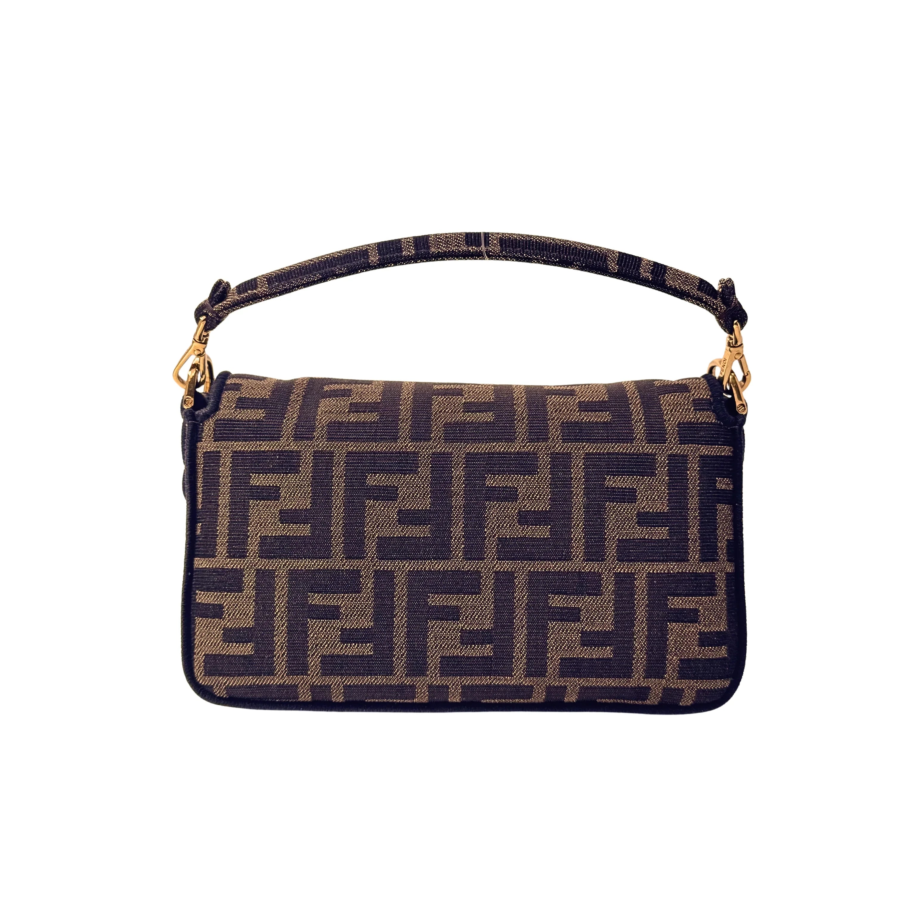 Fendi Jacquard FF Baguette Bag Canvas Brown - Image 7