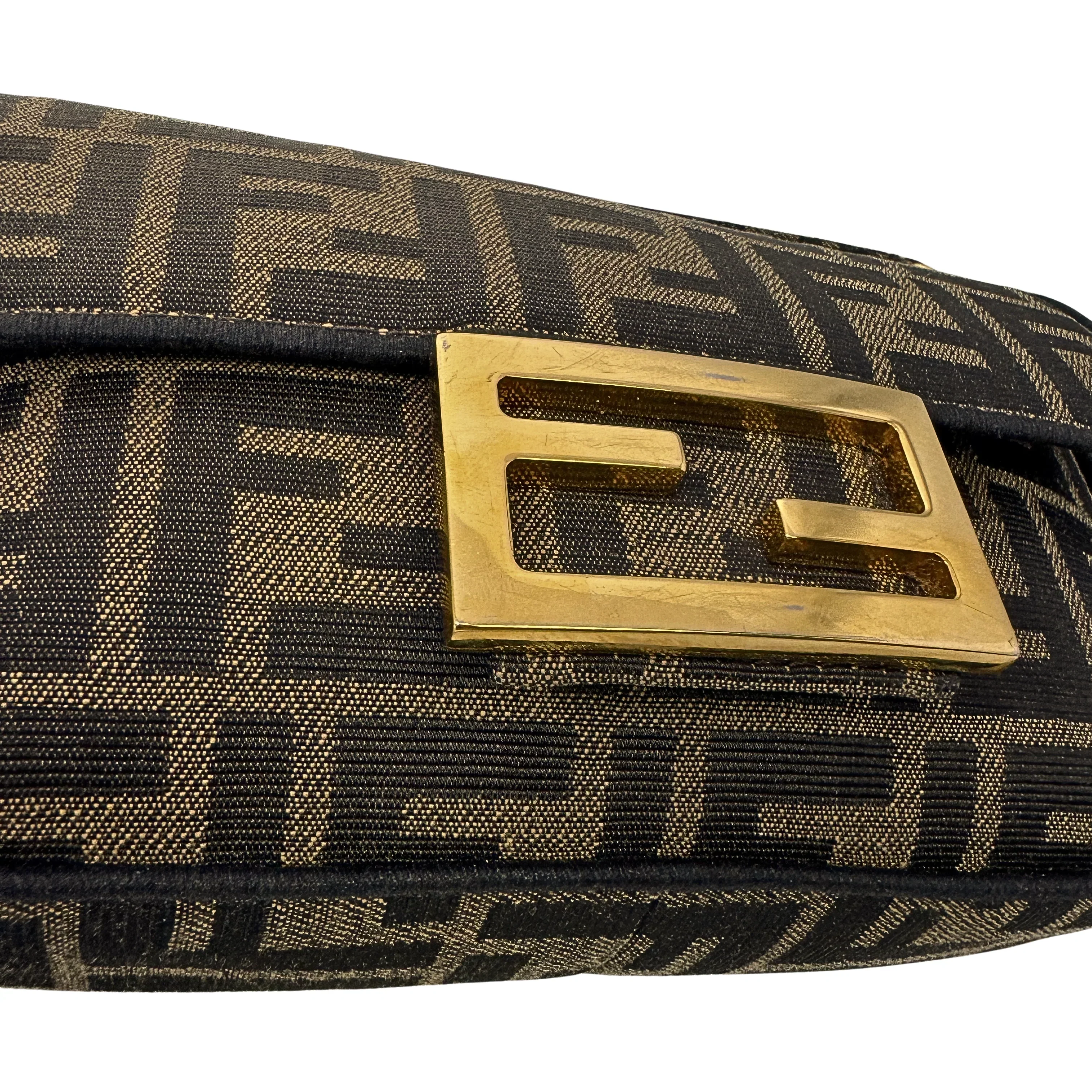 Fendi Jacquard FF Baguette Bag Canvas Brown - Image 8