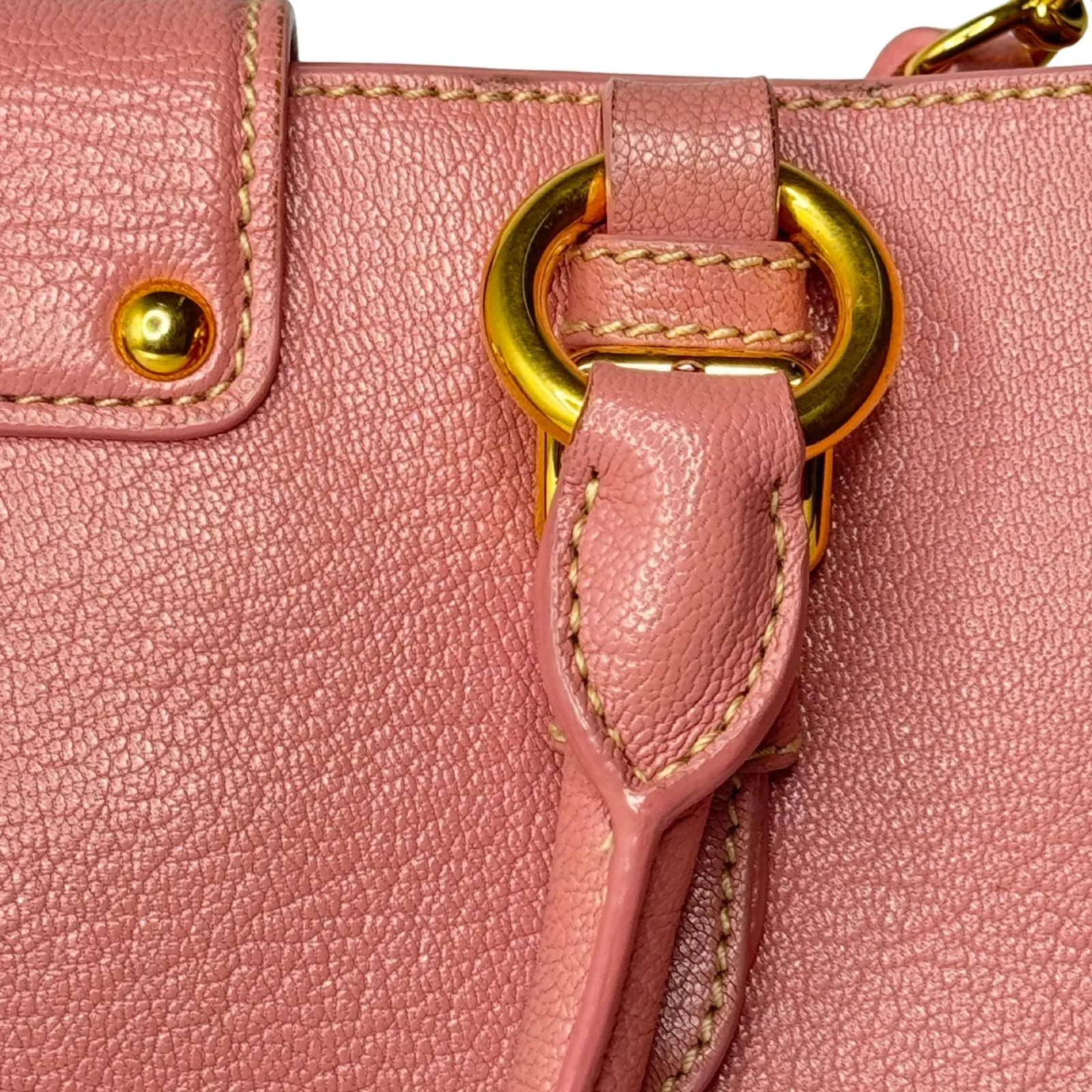 Miu Miu Goatskin Madras Shopping Crossbody Tote Bag Pink - Image 10