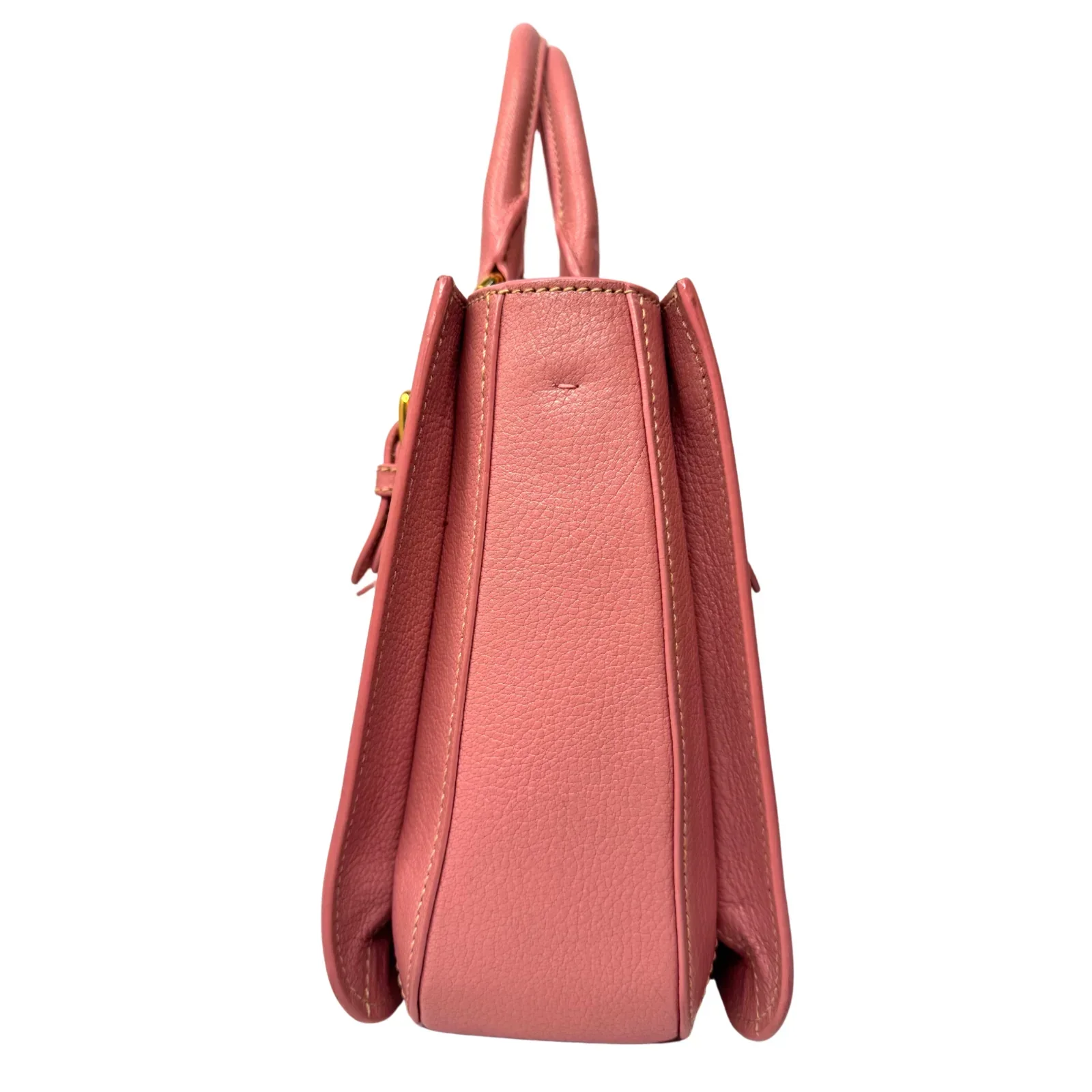 Miu Miu Goatskin Madras Shopping Crossbody Tote Bag Pink - Image 3