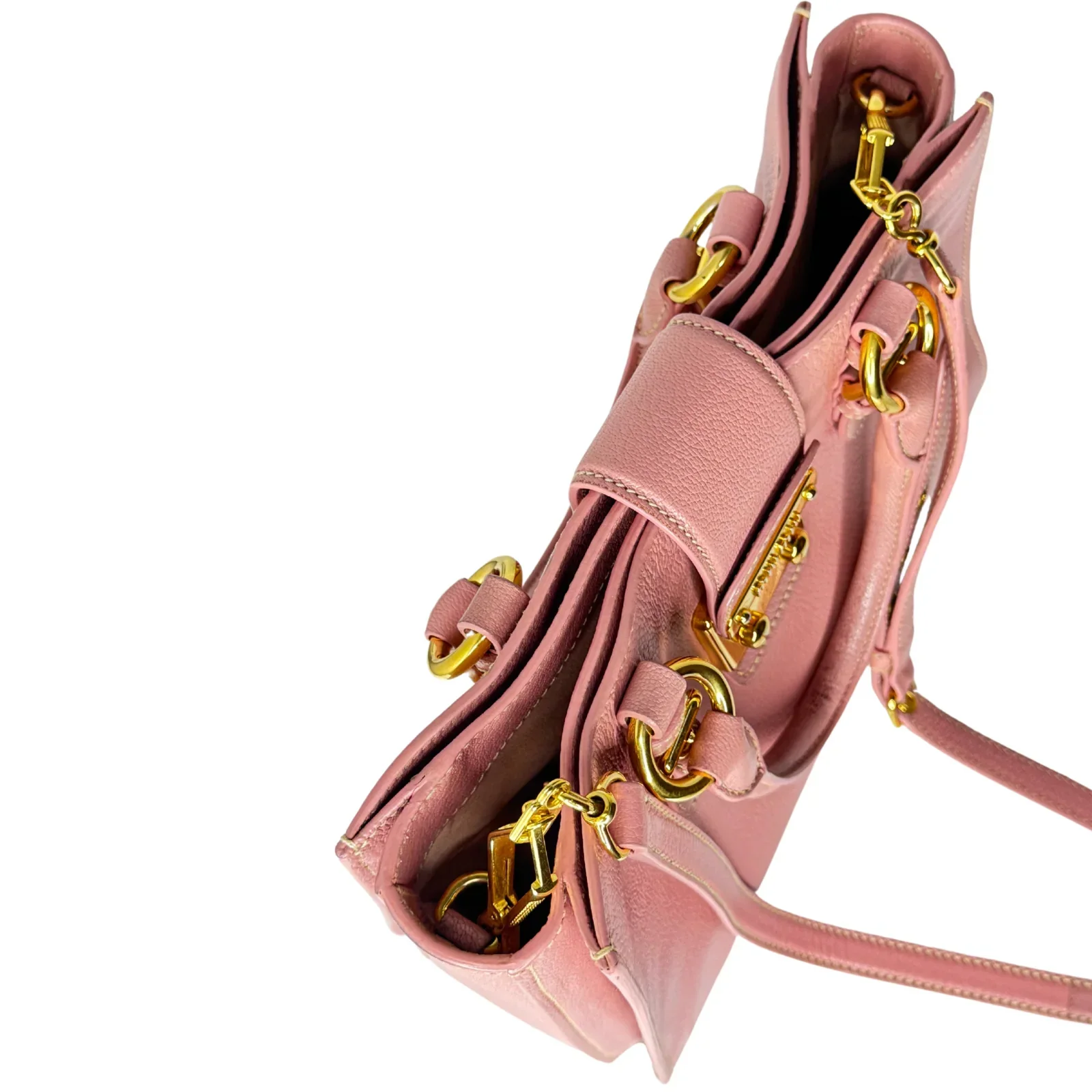Miu Miu Goatskin Madras Shopping Crossbody Tote Bag Pink - Image 7