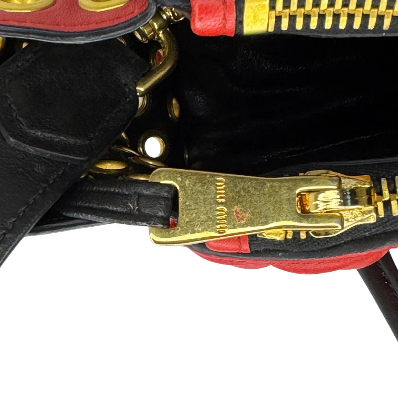 Miu Miu Nappa Biker Bicolor Quilted Leather Bag – Red & Black - Image 11