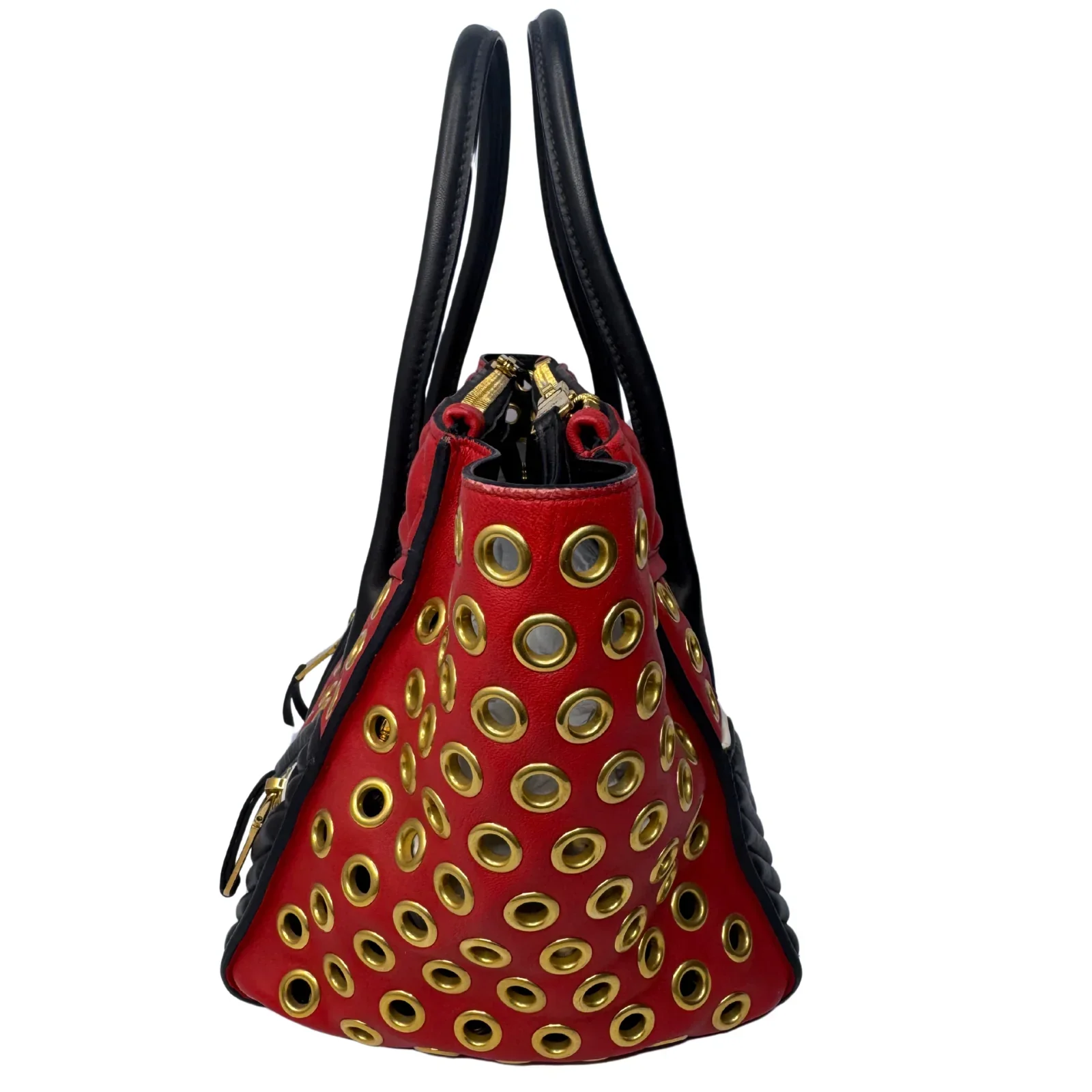 Miu Miu Nappa Biker Bicolor Quilted Leather Bag – Red & Black - Image 3