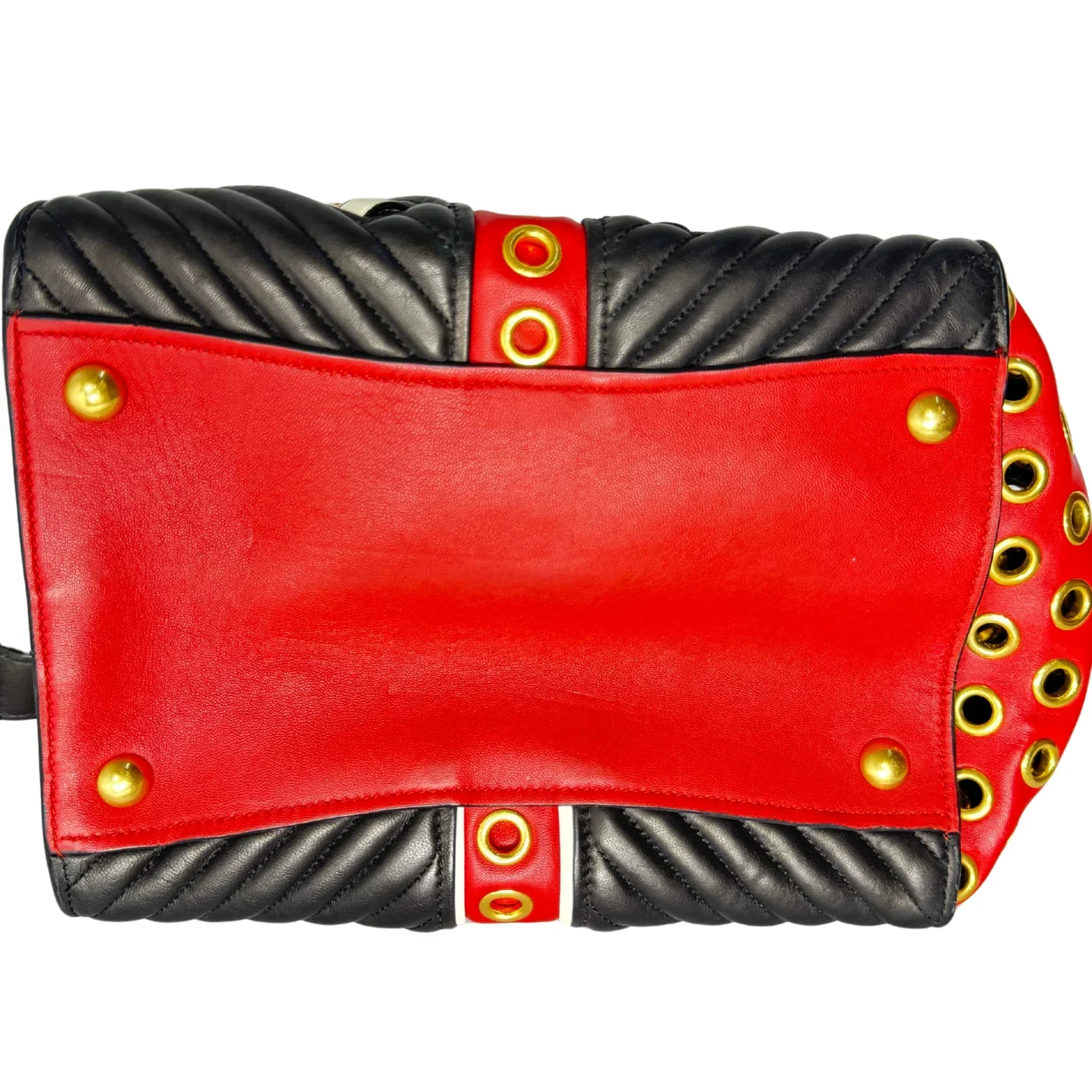 Miu Miu Nappa Biker Bicolor Quilted Leather Bag – Red & Black - Image 8