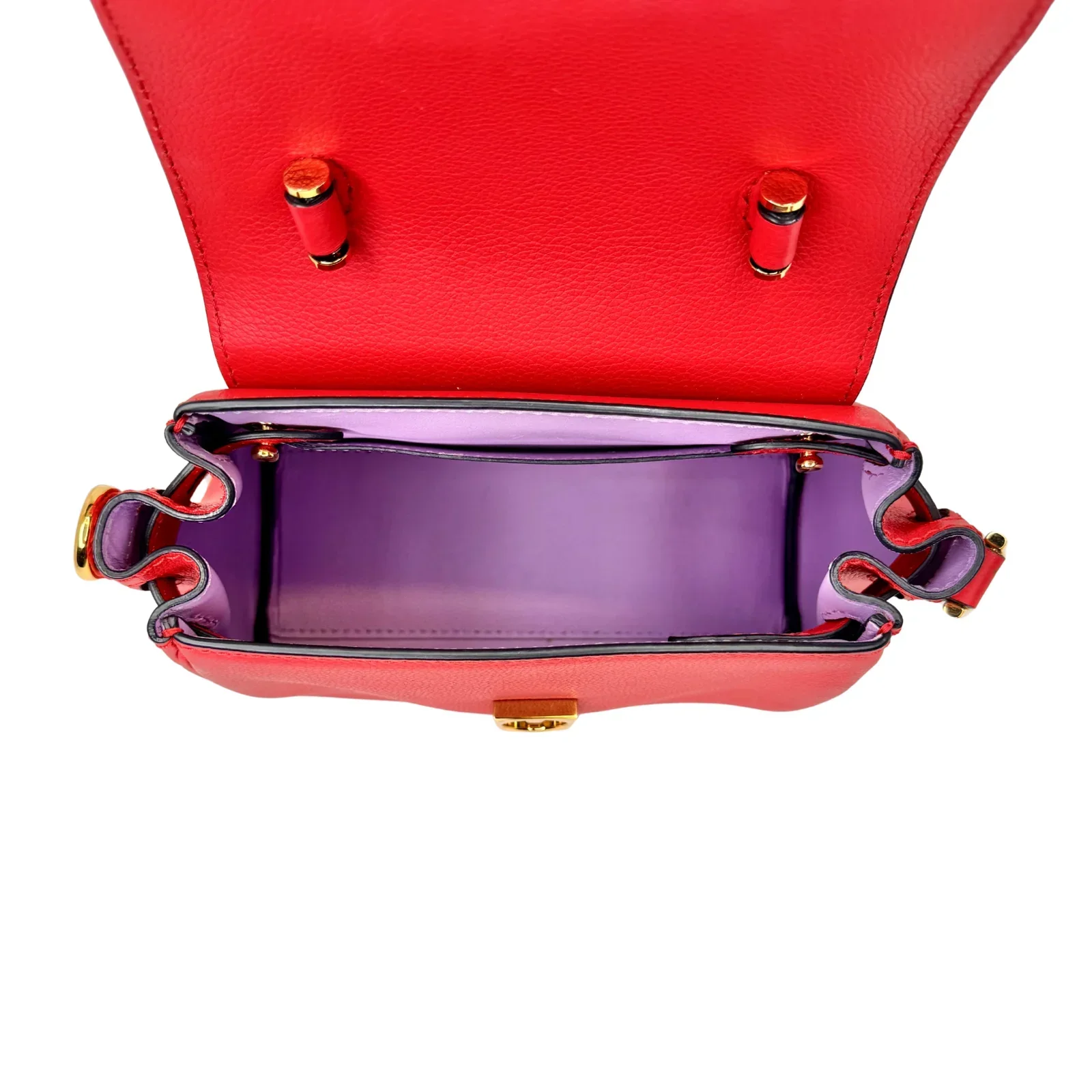 Versace La Medusa Handbag Leather Red - Image 12