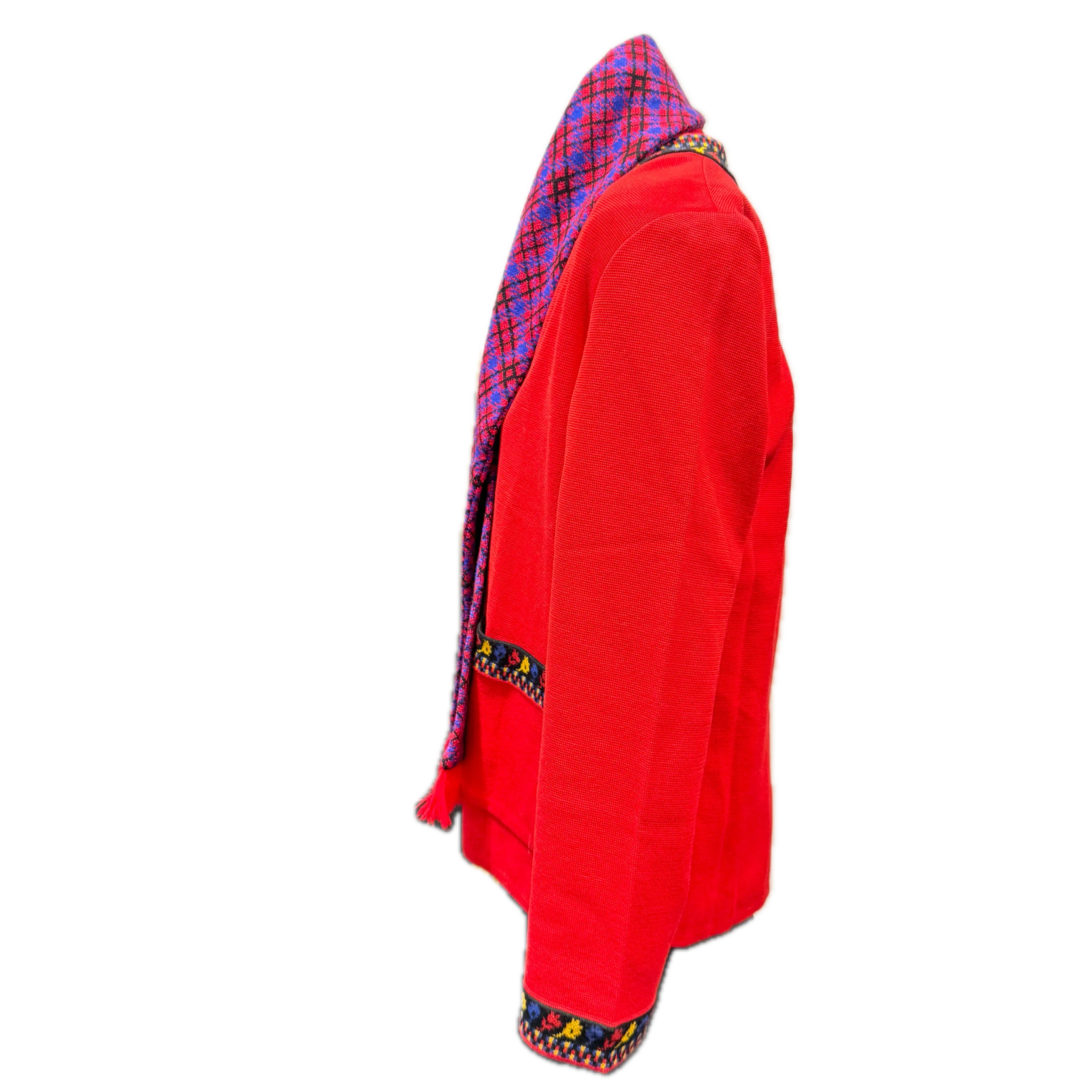 YSL Knitted Cardigan, Sweater and Scarf Set Wool Red M - Image 3