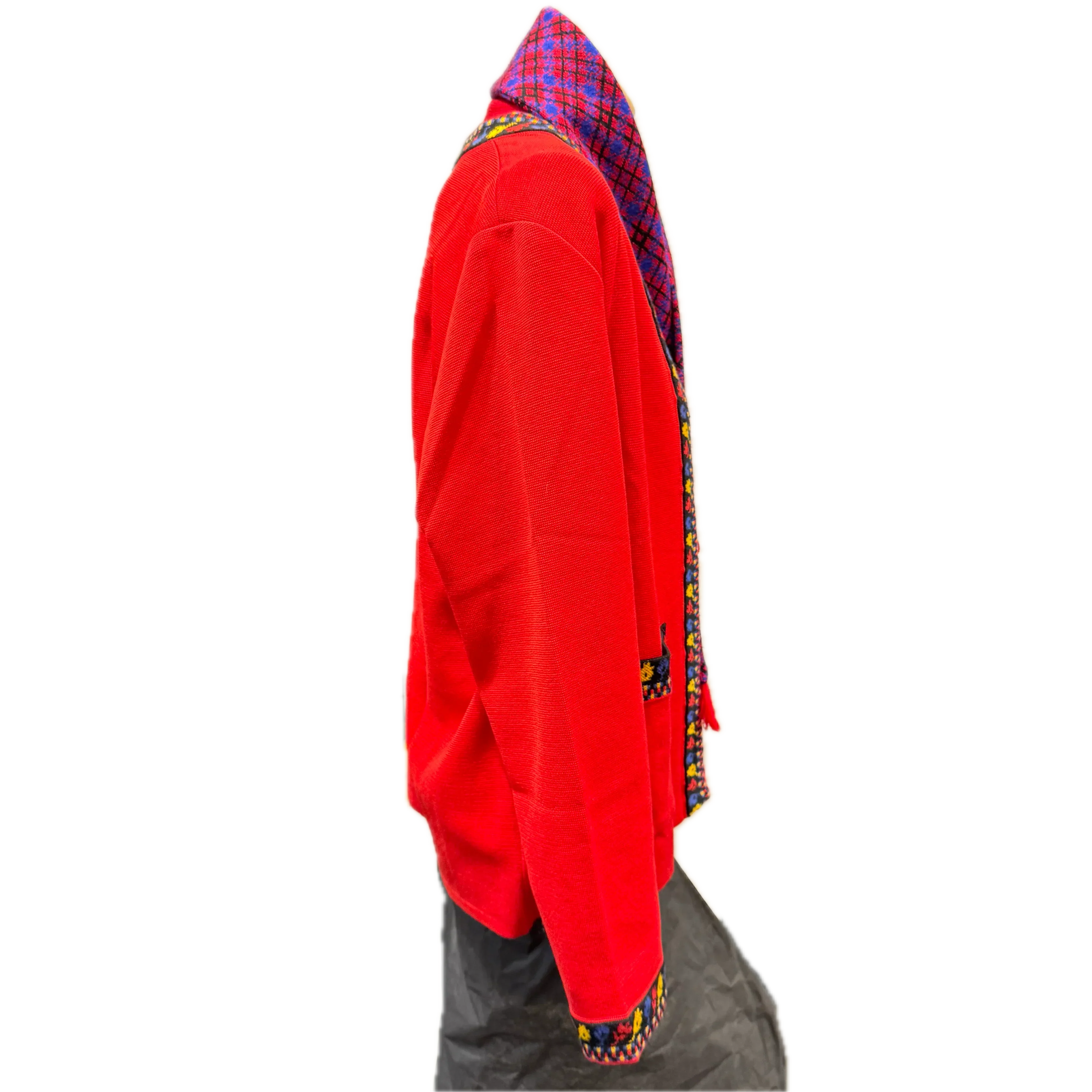 YSL Knitted Cardigan, Sweater and Scarf Set Wool Red M - Image 4