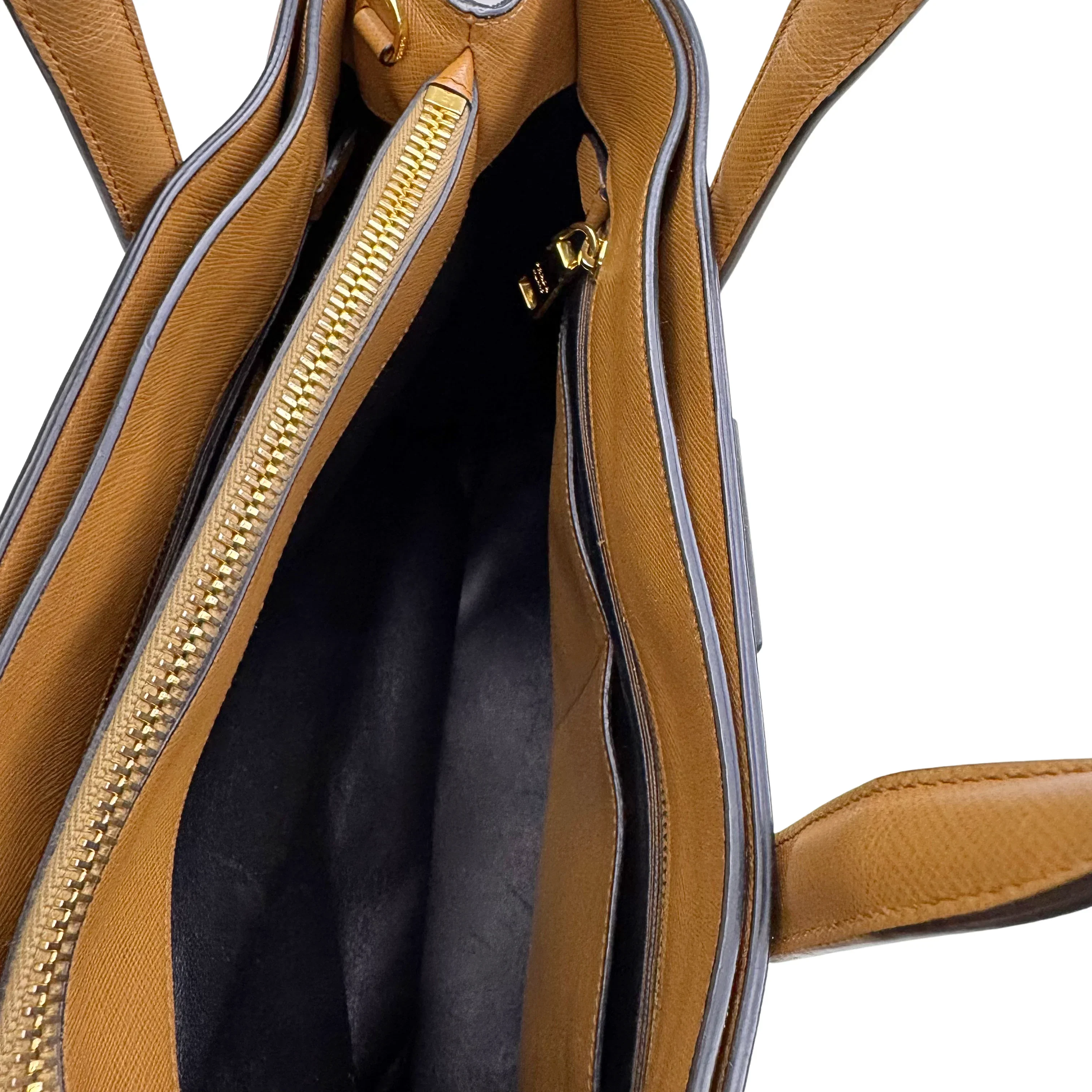 Prada Saffiano Handbag Leather Brown - Image 10