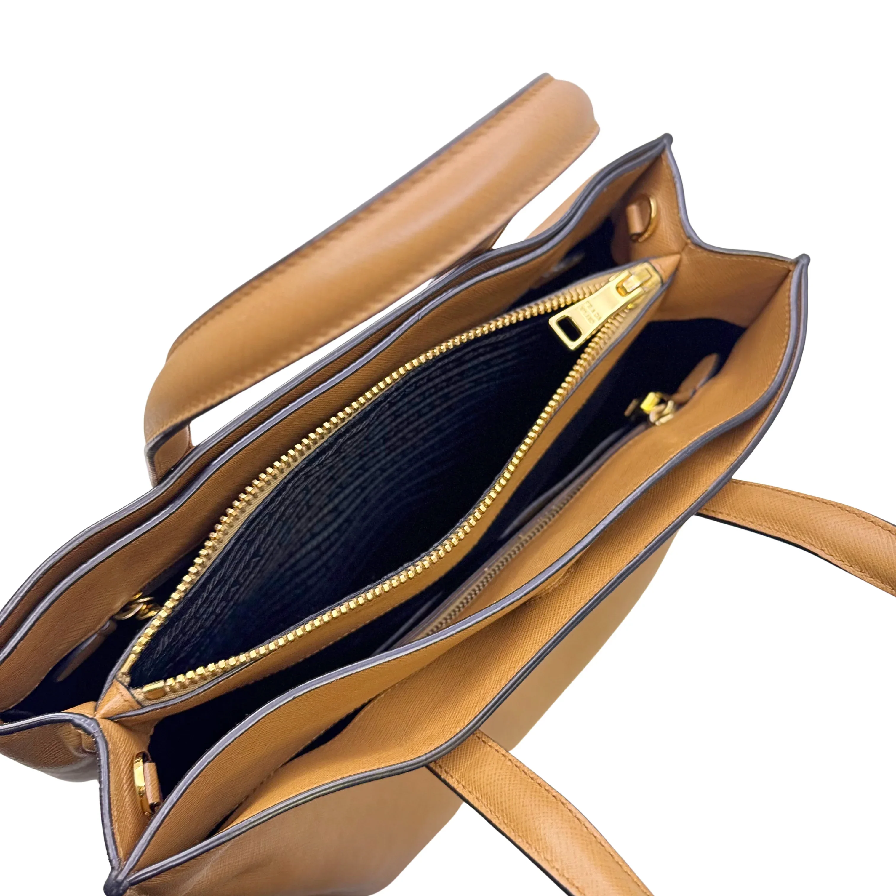 Prada Saffiano Handbag Leather Brown - Image 11