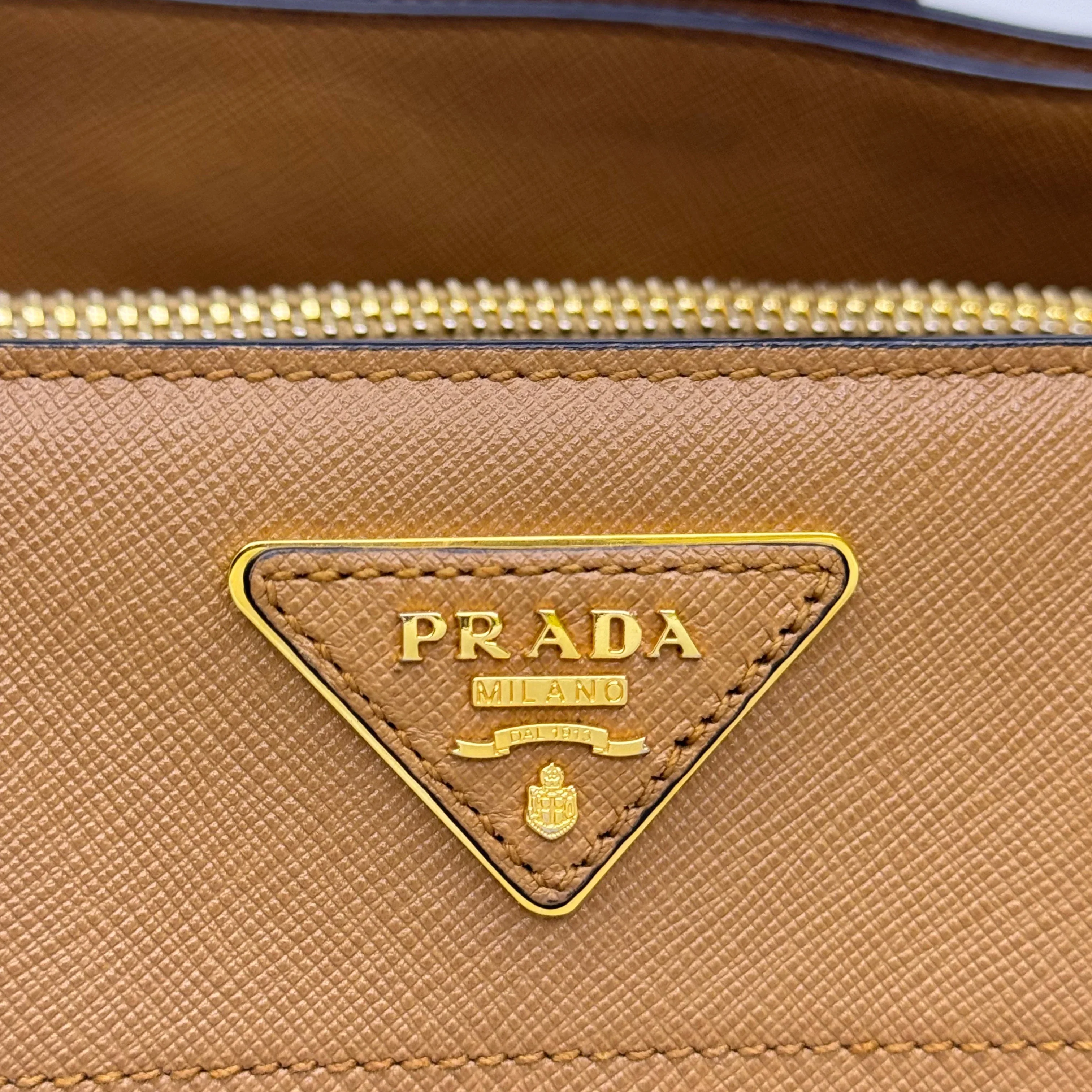 Prada Saffiano Handbag Leather Brown - Image 14