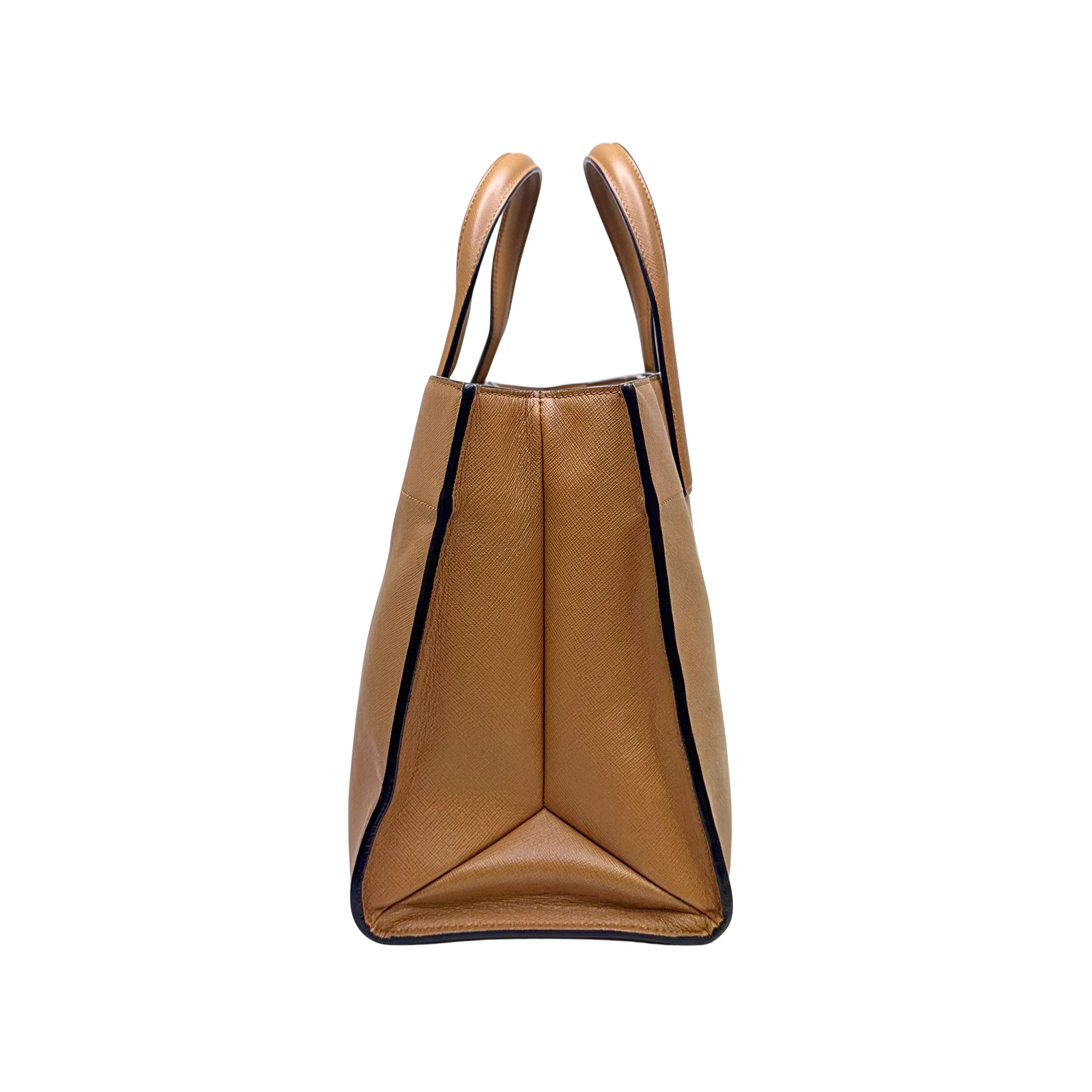 Prada Saffiano Handbag Leather Brown - Image 5