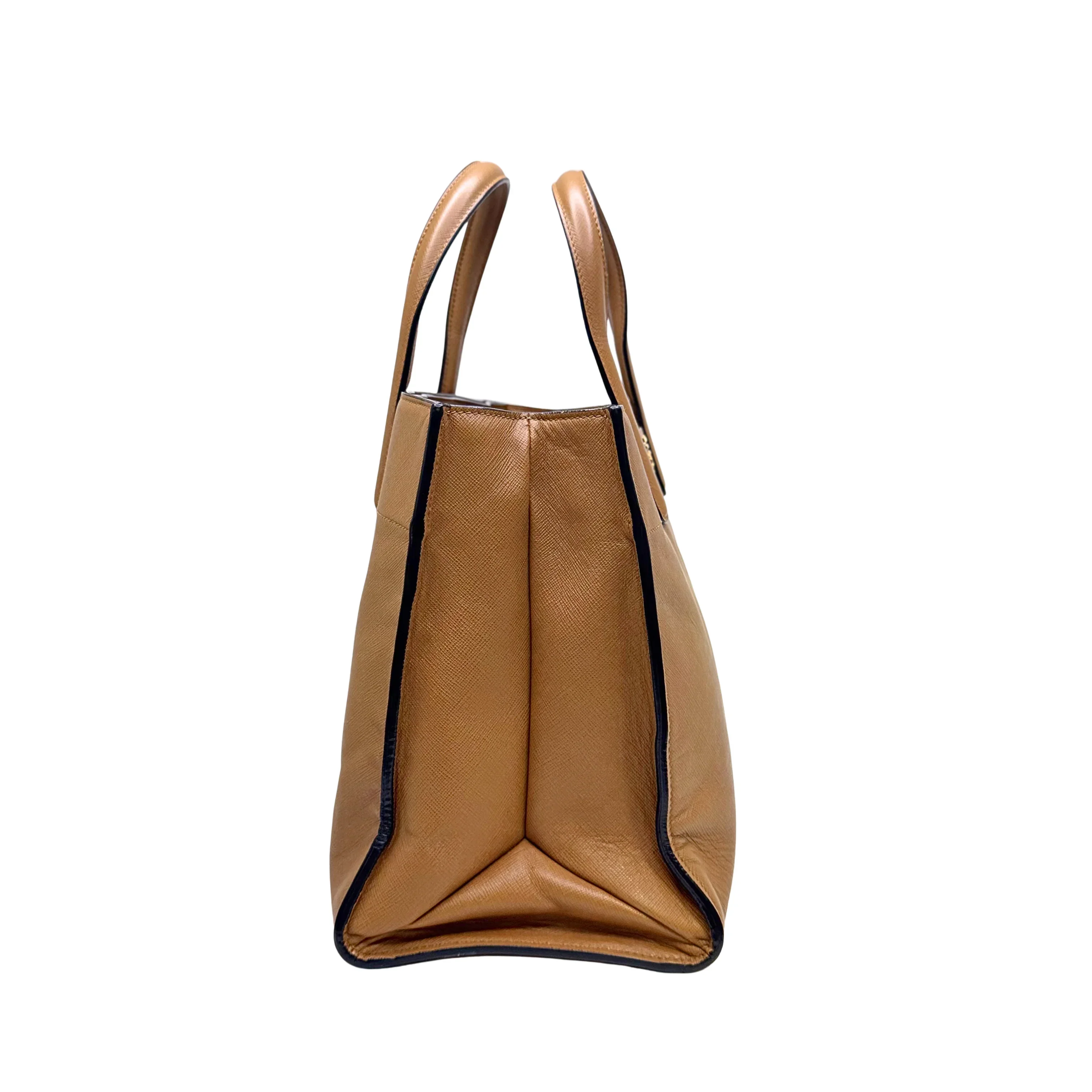 Prada Saffiano Handbag Leather Brown - Image 7