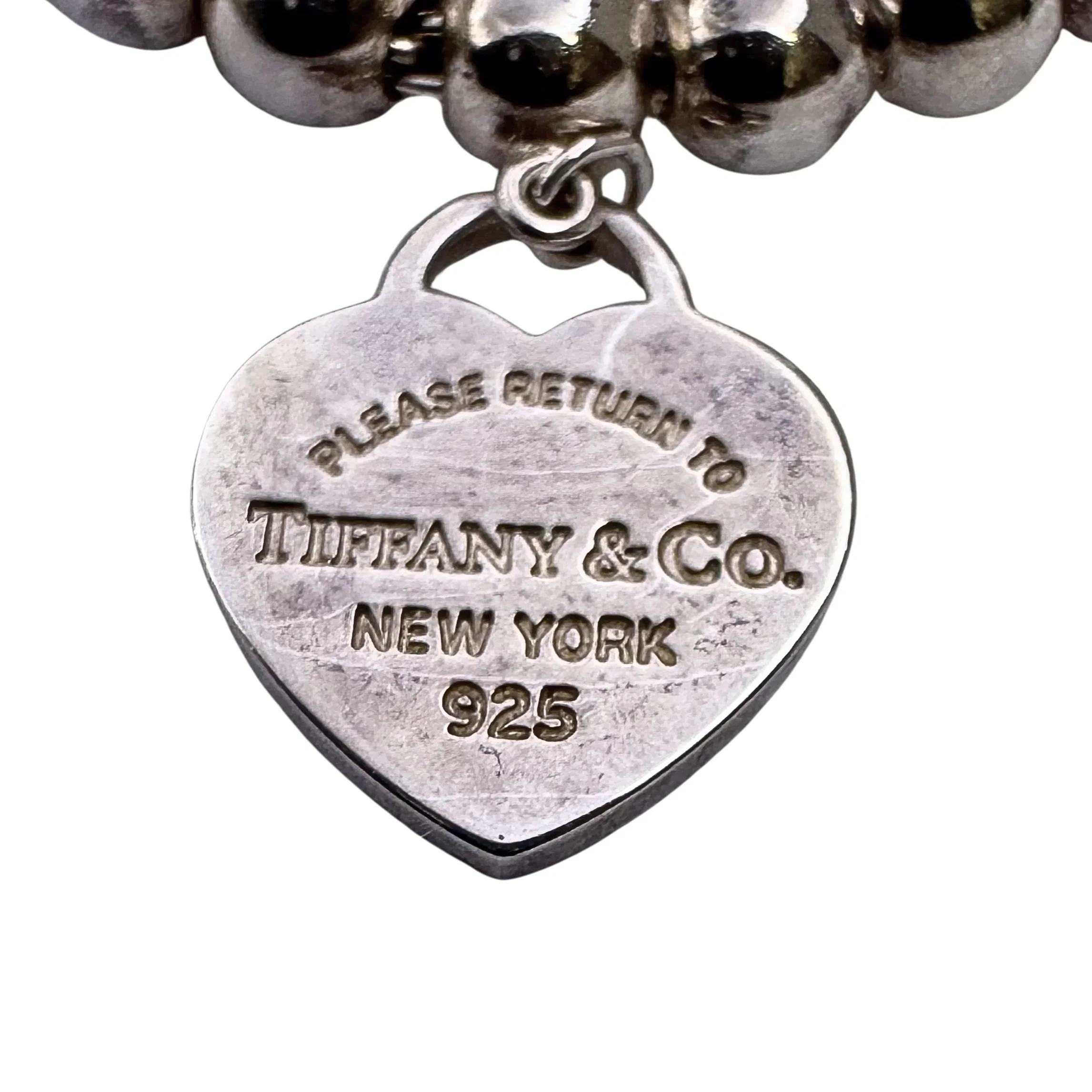 Tiffany & Co Beaded Enamel Heart Bracelet Silver - Image 4