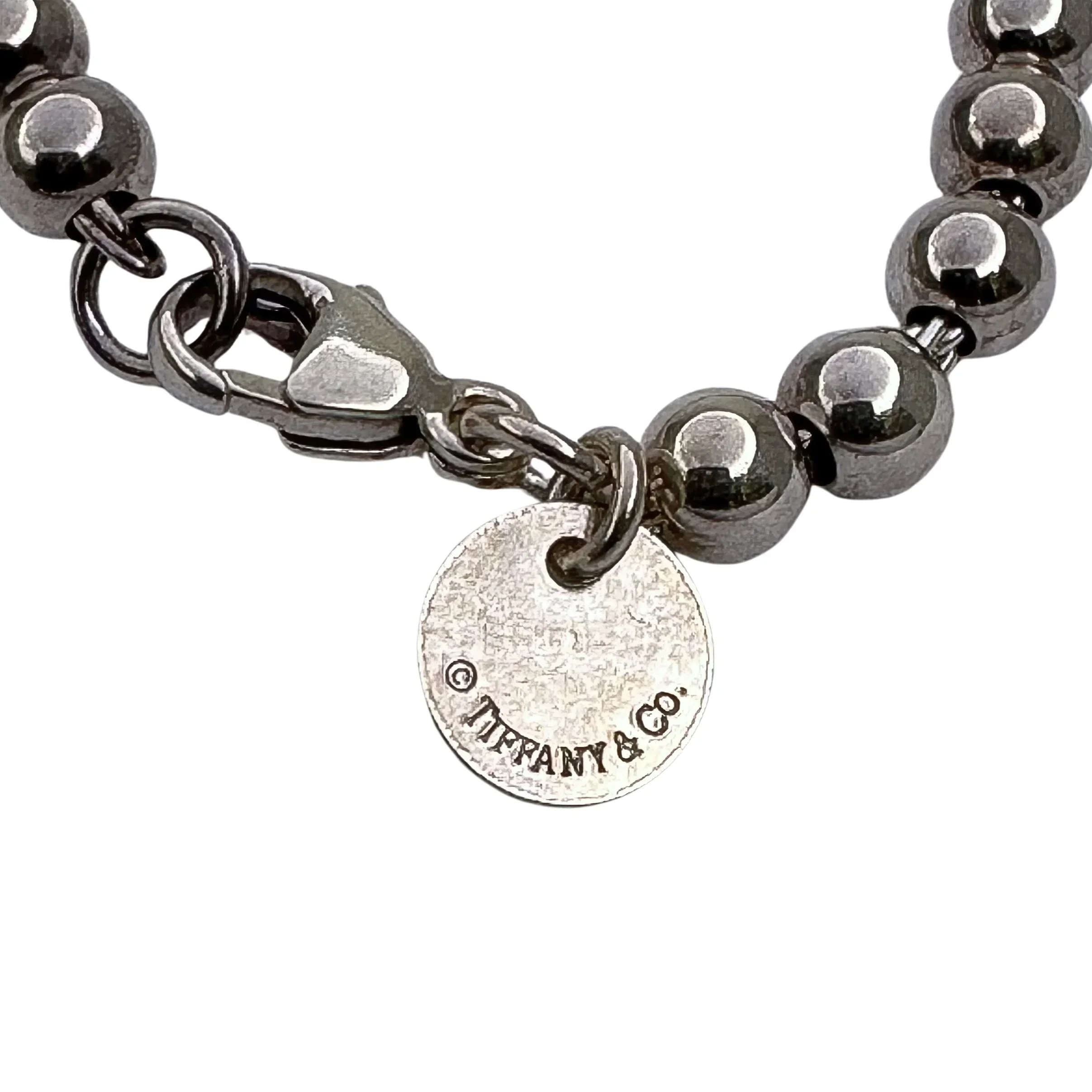 Tiffany & Co Beaded Enamel Heart Bracelet Silver - Image 5