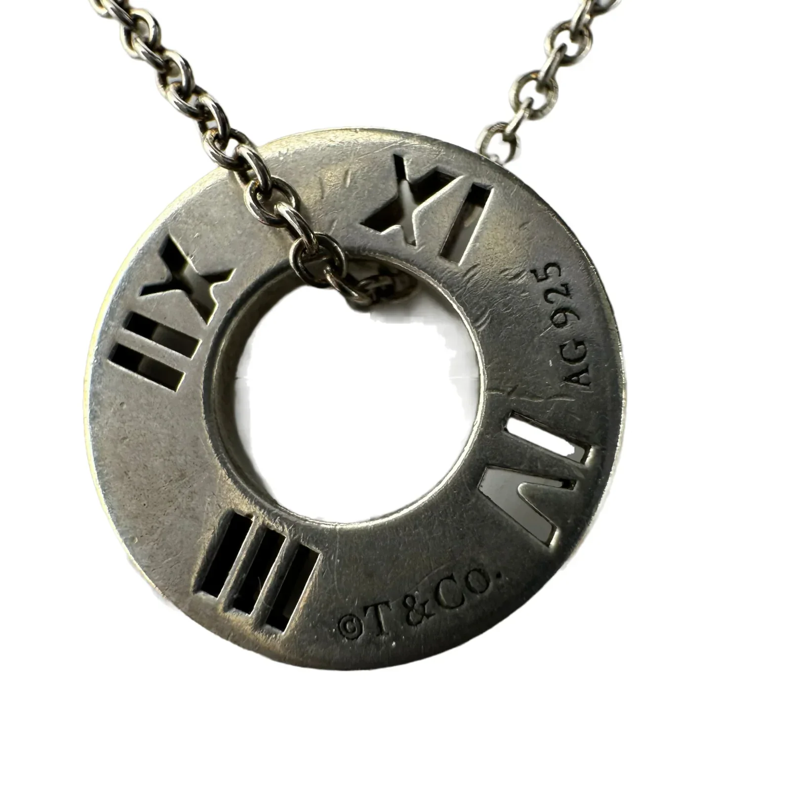 Tiffany & Co Round Atlas Medallion Pendant Necklace Sterling Silver - Image 3