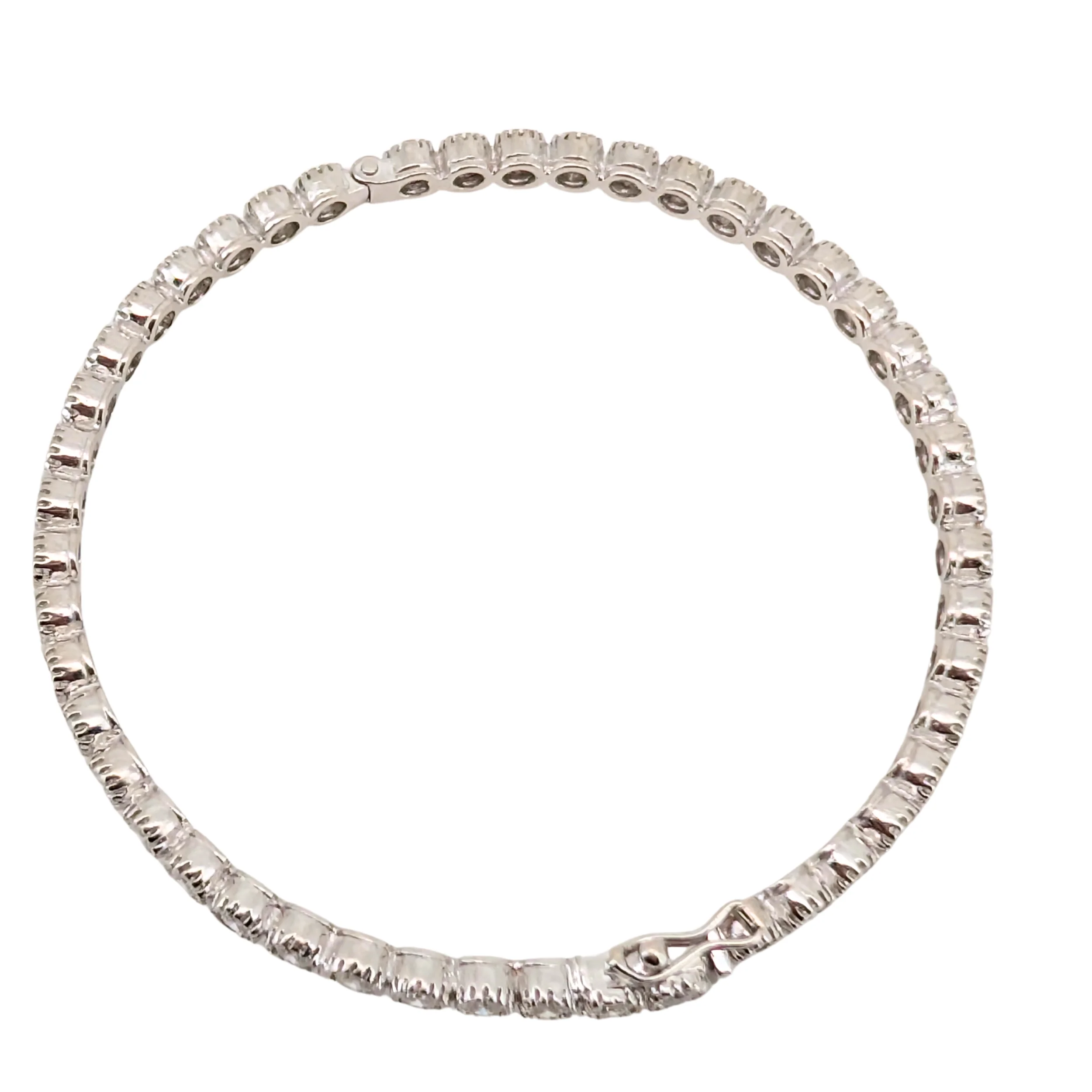 3.00Ct Natural Diamond Full Eternity Bangle In 18K White Gold - Image 6
