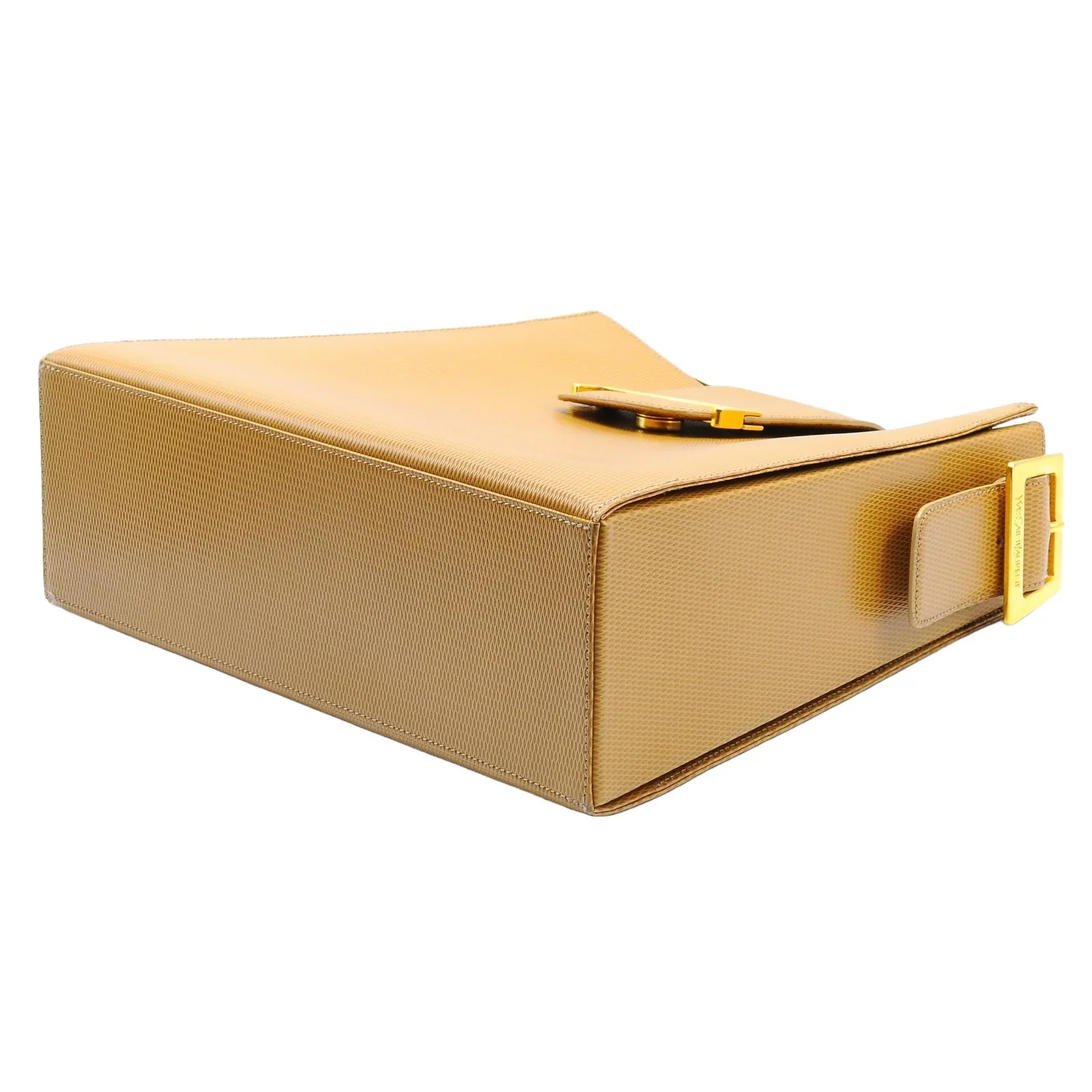 Yves Saint Laurent Lizard Embossed Leather Shoulder Bag Amber - Image 10