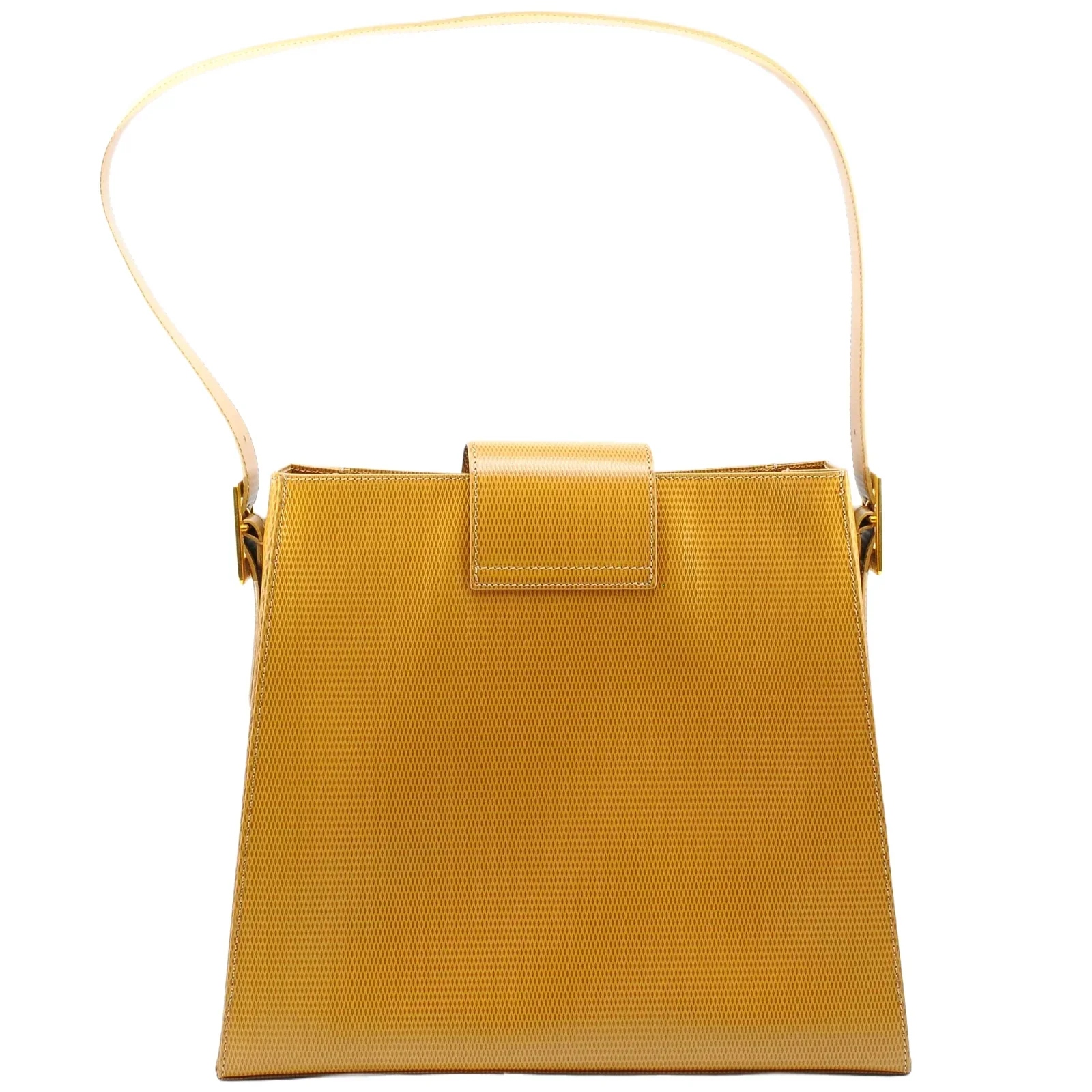 Yves Saint Laurent Lizard Embossed Leather Shoulder Bag Amber - Image 3