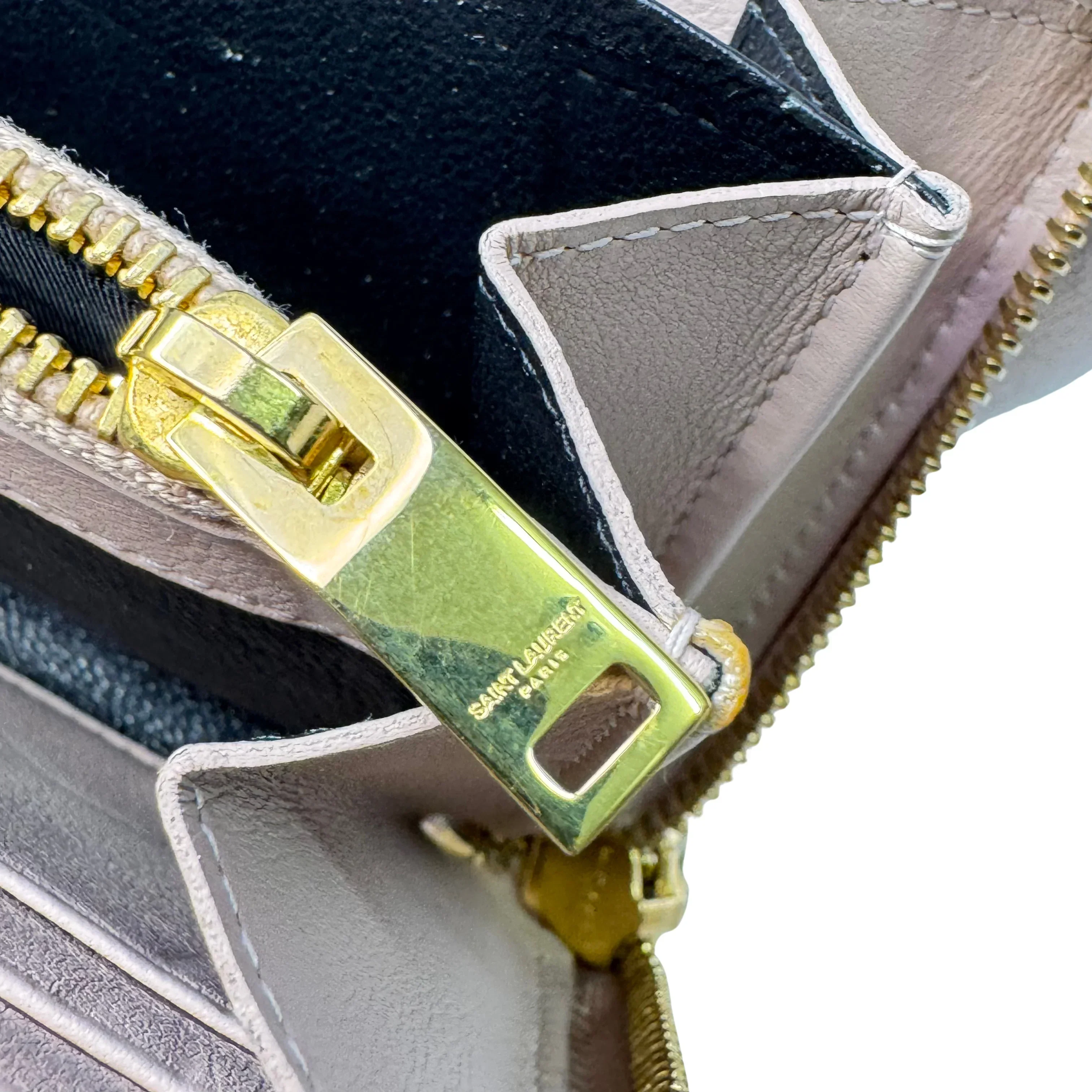 Yves Saint Laurent Smooth Calfskin Long Beige Wallet - Image 8