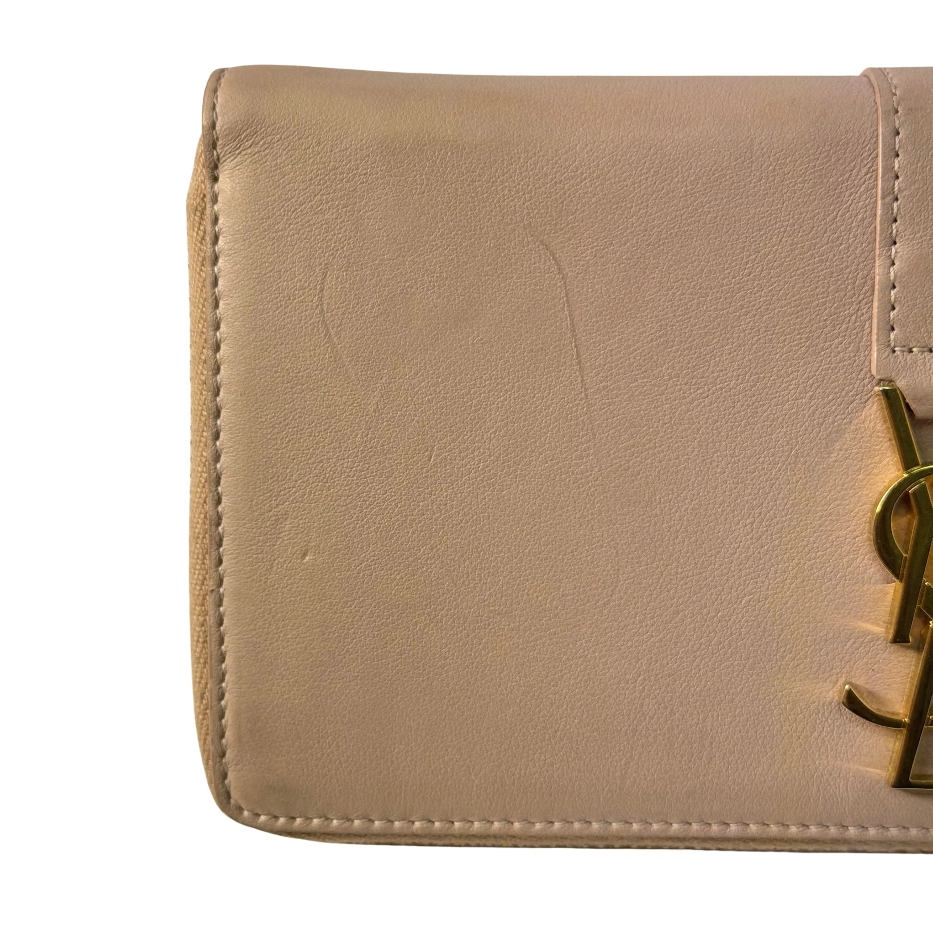 Yves Saint Laurent Smooth Calfskin Long Beige Wallet - Image 9