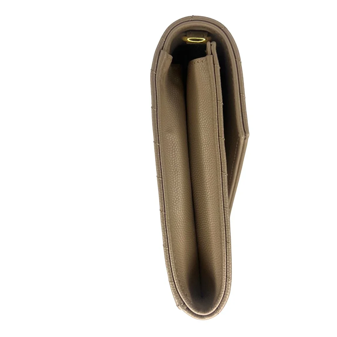 Yves Saint Laurent (YSL) Cassandra Clutch – Chevron Quilted Leather Beige - Image 4