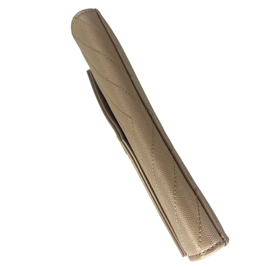 Yves Saint Laurent (YSL) Cassandra Clutch – Chevron Quilted Leather Beige - Image 7