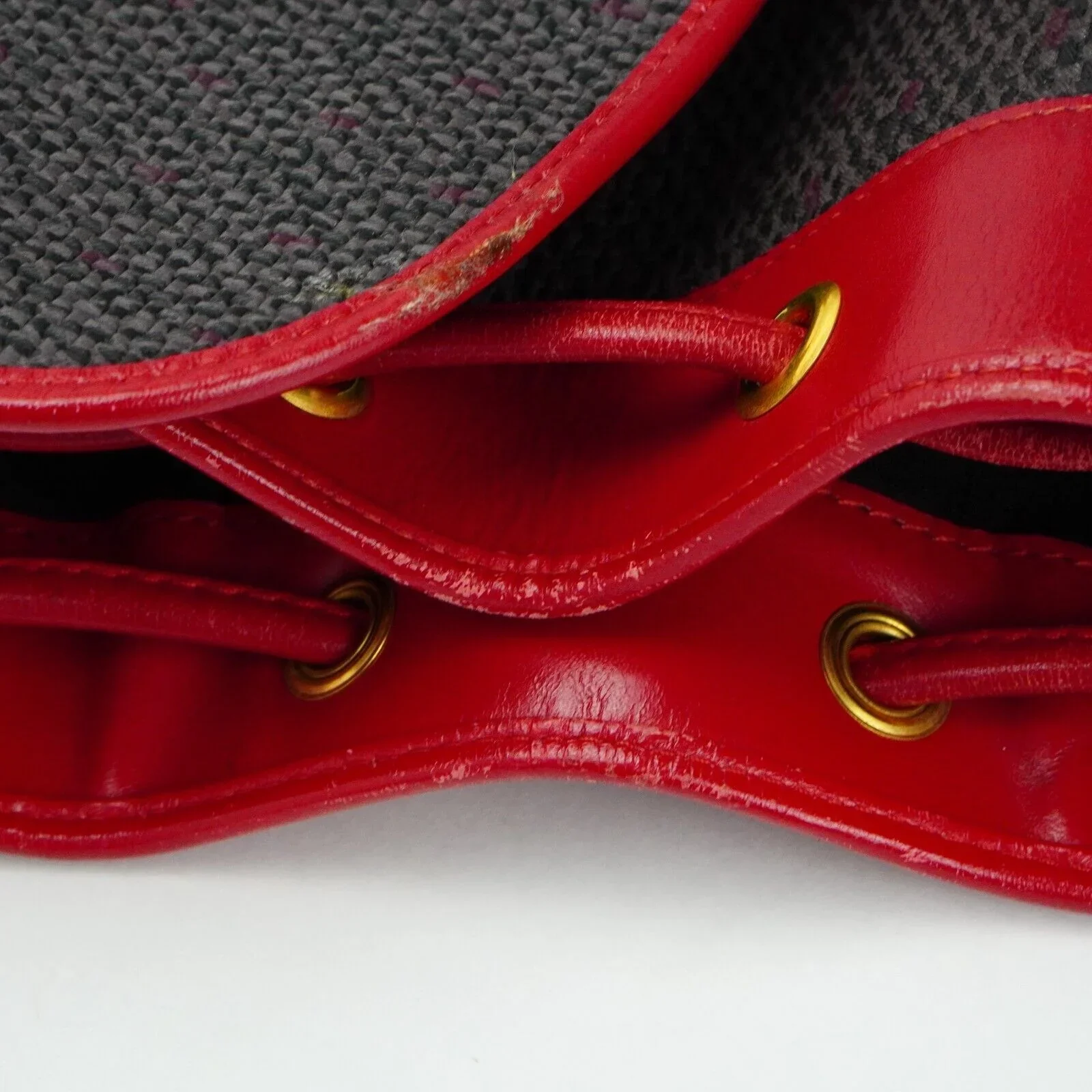 Yves Saint Laurent YSL Noe Canvas Bucket Drawstring Bag Red - Image 7