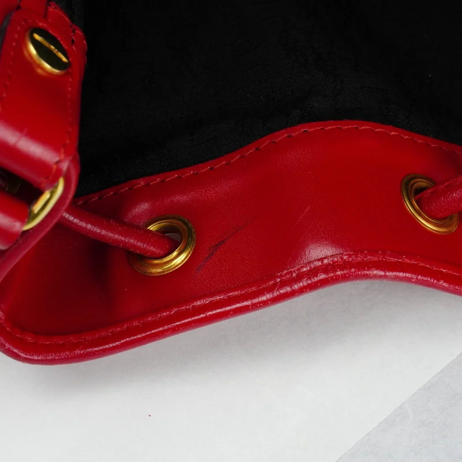 Yves Saint Laurent YSL Noe Canvas Bucket Drawstring Bag Red - Image 8