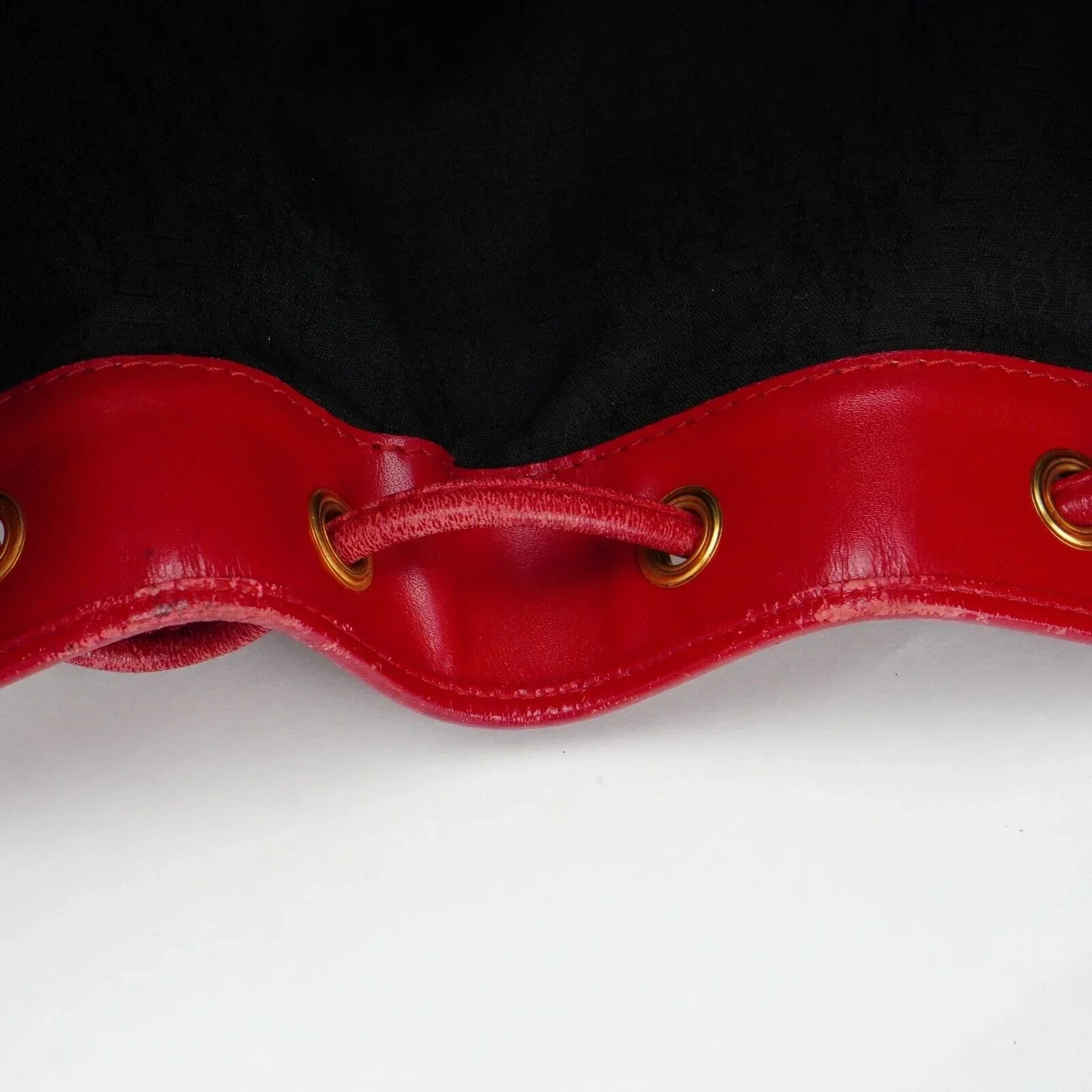 Yves Saint Laurent YSL Noe Canvas Bucket Drawstring Bag Red - Image 9